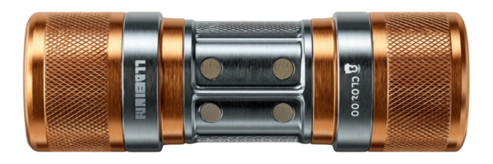 Isolated Metal Torch with Orange Accents and Detailed Design