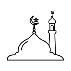 Art of mosque outline for islamic culture and ramadan