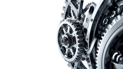Mechanical Gears Interacting in a Close-up View of a Complex Machine Assembly