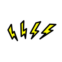 Yellow Lightning Bolt Icon with Black Outline