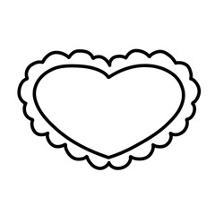 Cute Heart Outline with Scalloped Border Illustration