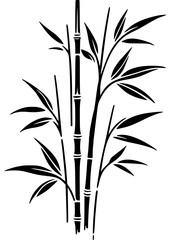 Fototapeta premium Bamboo Silhouette: A minimalist yet striking illustration of bamboo stalks and leaves, representing growth, resilience, and tranquility. 