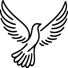 Fototapeta premium Minimalist Flying Bird Spread Wings Line Art Vector