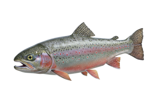 Isolated Rainbow Trout illustration featuring red lateral stripe and spotted pattern skin