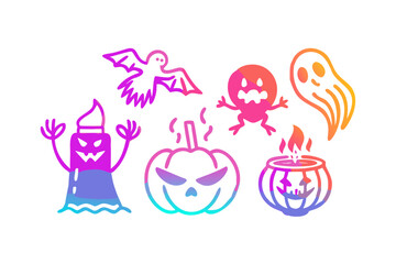 Halloween gradient icons with ghost and pumpkin
