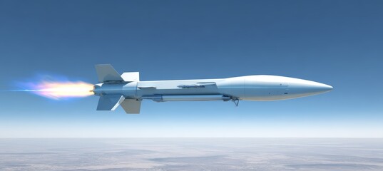 Cruise missile. Military war aerial weapon. Generative AI technology.	
