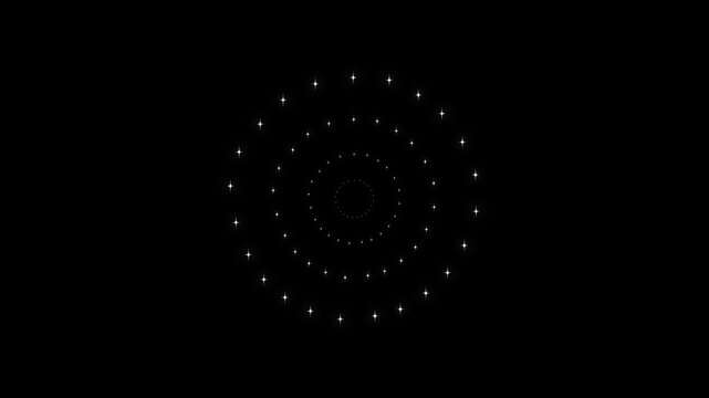 Twinkle star animation, Glitter sparkle animated on black background, white cartoon, flat, vector with alpha channel,  looping animation. Animation twinkling stars on 4k