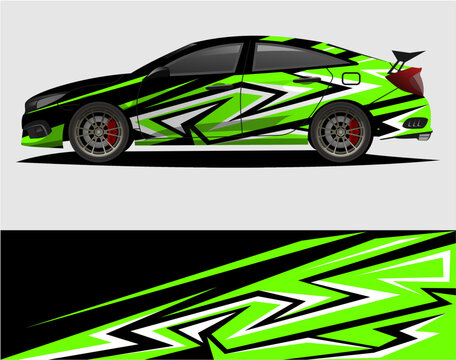 Car decal wrap design vector. Graphic abstract stripe racing background kit designs for vehicle, race car, rally, a43.eps