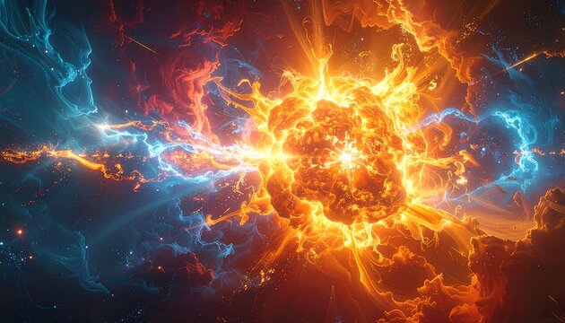 Abstract digital art representing an explosion in space or nebula