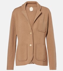 Elegant beige blazer designed for women's professional attire a white background