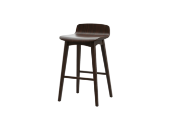 Isolated modern dark brown wooden bar stool contemporary tall kitchen counter furniture elegant design comfortable seating for home interior