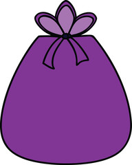 Vector illustration of a purple gift bag with glossy satin handles isolated on transparent background