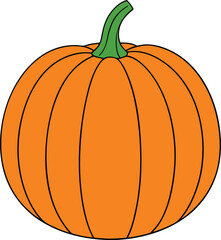 Realistic orange pumpkin with green stem vector illustration scalable eps icon isolated on transparent background