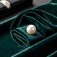 pure pearl good shape sphere with silk and velvet  textures surrounded by colorful reflective Easter eggs and space elements