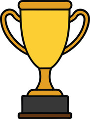 Shiny golden trophy cup with ornate handles vector illustration eps scalable isolated on transparent background