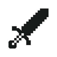 Pixelated Sword Isolated on White Background Retro Video Game Weapon Icon
