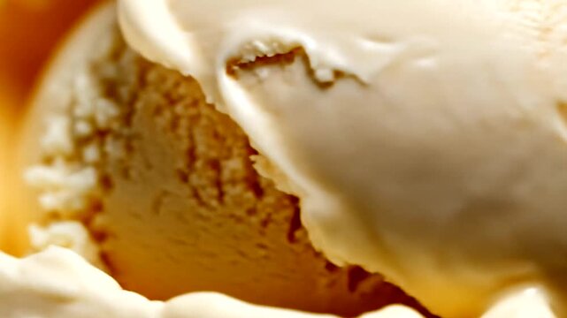 Close-up view of a creamy vanilla ice cream texture.