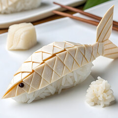sushi rolls with chopsticks
