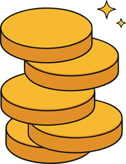 Stack of shiny golden coins vector illustration scalable eps graphic isolated on transparent background