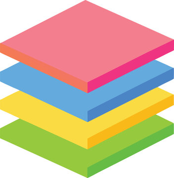 Colorful stack of sticky notes vector illustration scalable eps icon for notes and reminders isolated on transparent background