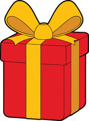 Vector illustration of a red gift box with gold ribbon perfect for celebrations isolated on transparent background