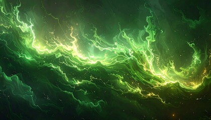 Abstract Green Nebula: A Dynamic and Energetic Digital Art Illustration
