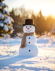 Obraz premium Snowman in a winter wonderland