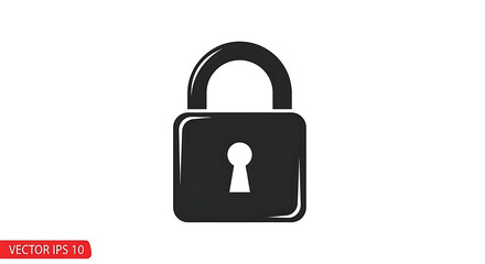 A simple graphic of a black padlock with a white keyhole on a white background in a vector image ai generated