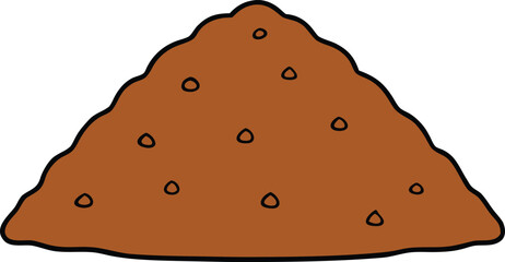 Brown soil mound granules vector illustration isolated scalable eps icon isolated on transparent background