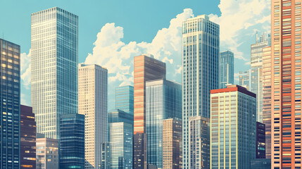 Obraz premium A collection of corporate skyscrapers forming a cityscape.