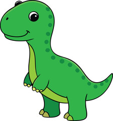 Charming green dinosaur toy illustration vector art scalable eps icon for kids isolated on transparent background