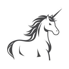 Pixelated Unicorn Stallion Silhouette, Pixel Art on White Background, Pixelated Design