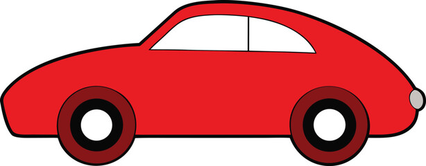 Glossy red toy sports car side profile vector illustration scalable eps graphic isolated on transparent background
