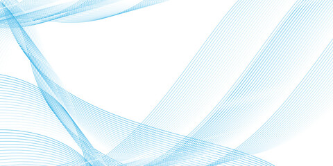Abstract blue smooth waves on white background. vector line background eps10