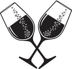 Elegant toast with bubbly wine glasses for celebration, cheers to success or romance, perfect for invitations and special events design