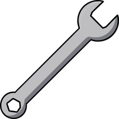 Silver wrench icon open end tool mechanical engineering equipment scalable vector illustration isolated on transparent background