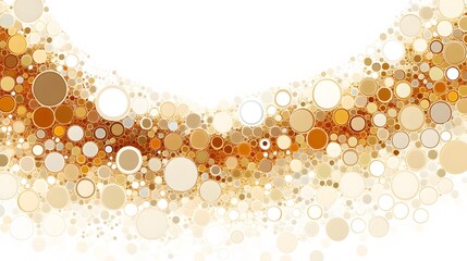 Obraz premium Abstract gold and beige circles arranged in wavy pattern with copy space