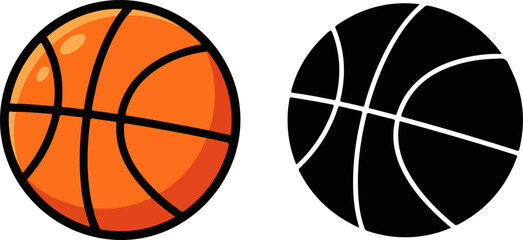 Obraz premium Basketballs displayed in color and black and white showcasing the sport's energy and competitive spirit on a clean white backdrop, perfect for sports enthusiasts.