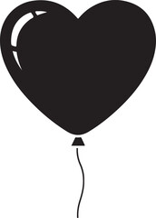 Bold black heart balloon floating serenely, perfect for minimalist designs and striking romantic statements or somber memorial graphics