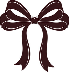 Elegant brown ribbon bow graphic for festive decorations, perfect for gift wrapping, crafts, and holiday design projects.