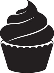 Delicious cupcake with creamy frosting isolated silhouette art for baking, party invites, and charming dessert-themed decorations