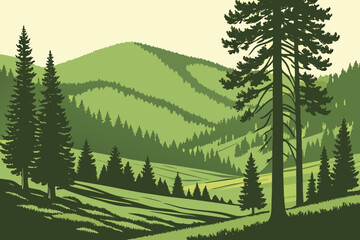 Fototapeta premium Santa Fe National Forest in New Mexico, pine-covered mountains with alpine meadows