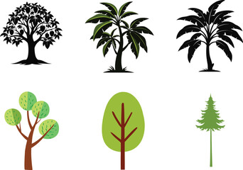 Tree set bundle design vector illustration art