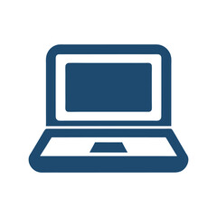 Simple Blue Laptop Icon on White Background computer