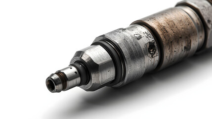 Extreme Close-up of a Worn Diesel or Gasoline Fuel Injector Nozzle Tip