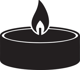 Elegant minimalist candle illustration creating soft light and warmth for peaceful moments and spiritual reflection in dark black