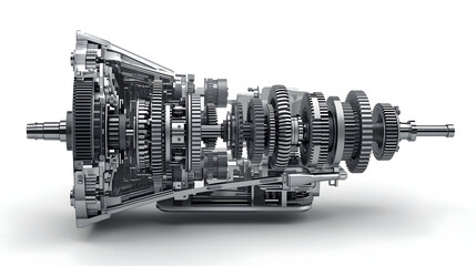 Detailed Cross-Section of a High-Performance Manual Transmission System