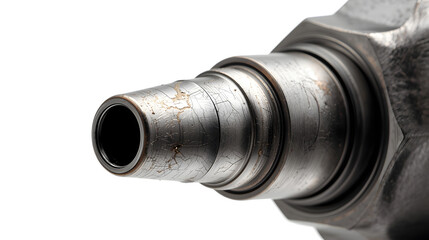 Macro Shot of a Worn Spark Plug Tip or Engine Sensor with Cracks and Flakes