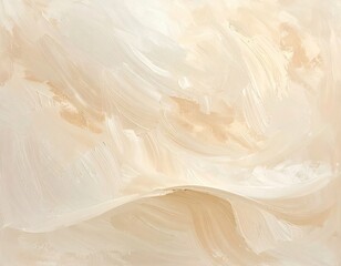 Abstract Beige and White Swirling Brushstrokes on Canvas Neutral Tones Soft Texture Modern Wall Art Decorative Background Elegant Design Smooth Strokes