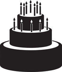 Celebrating special moments with a delicious tiered cake and candles, perfect for birthdays and festive celebrations in bold black white